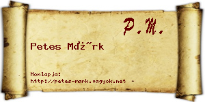Petes Márk névjegykártya